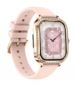 MK88 Silicone Strap 1.75-inch Women Rhinestones Smart Watch Bluetooth Calling Fitness Tracker Smart Bracelet - Gold