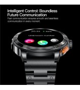 AK77 Steel Strap 1.43-inch AMOLED Smart Watch Sleep Health Monitoring Bluetooth Call Sports Watch - Black