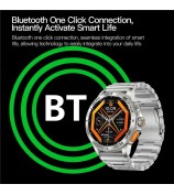 AK77 Steel Strap 1.43-inch AMOLED Smart Watch Sleep Health Monitoring Bluetooth Call Sports Watch - Black