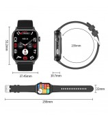 KR86 1.95-inch AMOLED Screen Smart Watch Health Monitoring Sports Watch Support Bluetooth Call - Black+Silicone Strap