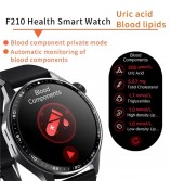 F210 Blood Pressure Heart Rate Monitor 1.55-inch Screen ECG Smart Watch Bluetooth Call Bracelet - Black 3-Bead Strap