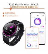 F210 Blood Pressure Heart Rate Monitor 1.55-inch Screen ECG Smart Watch Bluetooth Call Bracelet - Black 3-Bead Strap