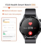 F210 Blood Pressure Heart Rate Monitor 1.55-inch Screen ECG Smart Watch Bluetooth Call Bracelet - Black 3-Bead Strap