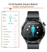 F210 Blood Pressure Heart Rate Monitor 1.55-inch Screen ECG Smart Watch Bluetooth Call Bracelet - Black 3-Bead Strap