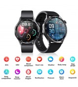 F210 Blood Pressure Heart Rate Monitor 1.55-inch Screen ECG Smart Watch Bluetooth Call Bracelet - Black 3-Bead Strap