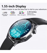 F210 Blood Pressure Heart Rate Monitor 1.55-inch Screen ECG Smart Watch Bluetooth Call Bracelet - Black 3-Bead Strap
