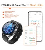 F210 Blood Pressure Heart Rate Monitor 1.55-inch Screen ECG Smart Watch Bluetooth Call Bracelet - Black 3-Bead Strap