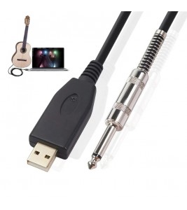 USB Guitar Cable USB 2.0 Interface Male to 1/4 Inch TS(6.35)Jack Connector Cord Electric Guitar Audio Cable US48S [2M]