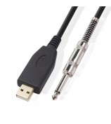 USB Guitar Cable USB 2.0 Interface Male to 1/4 Inch TS(6.35)Jack Connector Cord Electric Guitar Audio Cable US48S [2M]