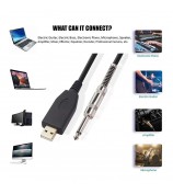 USB Guitar Cable USB 2.0 Interface Male to 1/4 Inch TS(6.35)Jack Connector Cord Electric Guitar Audio Cable US48S [2M]