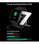 MX09 1.7 inch Bluetooth Call Heart Rate Blood Pressure Monitor Smart Watch Fitness Tracker Sport Smartwatch - Black