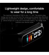 C60 1.1 inch Waterproof Smart Watch Heart Rate Blood Oxygen Monitor Body Temperature Detection Fitness Tracker Sports Smart Wristband - Black