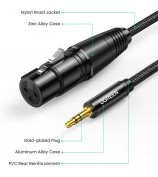 UGREEN 2m 3.5mm Male to 3 Pin XLR Female Audio Cable Nylon Braided Cord for Microphone Speakers Sound Consoles Amplifier