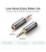 UGREEN 2.5mm Male to 3.5mm Female Stereo Audio Headphone Jack Converter Gold Plated Audio Adapter