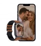E500 1.83-inch Weather Forecast Sports Bracelet ECG+PPG Body Temperature Blood Oxygen Monitor Smart Watch, Leather Strap - Brown