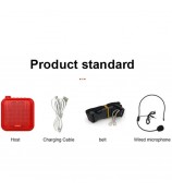 APORO T15 Portable Voice Amplifier Microphone Personal Mini HiFi Stereo Audio Speaker Supporting TF Card for Teachers Guides Instructors - Red