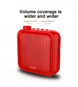 APORO T15 Portable Voice Amplifier Microphone Personal Mini HiFi Stereo Audio Speaker Supporting TF Card for Teachers Guides Instructors - Red