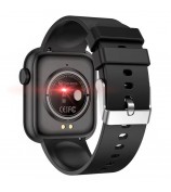 QX7 1.85-inch HD Screen Smart Watch Bluetooth Call Waterproof Sports Bracelet Support Body Temperature Detection True Blood Oxygen Monitoring Health Watch with Rotary Encoder Button - Black