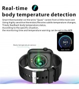 QX7 1.85-inch HD Screen Smart Watch Bluetooth Call Waterproof Sports Bracelet Support Body Temperature Detection True Blood Oxygen Monitoring Health Watch with Rotary Encoder Button - Black