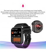 QX7 1.85-inch HD Screen Smart Watch Bluetooth Call Waterproof Sports Bracelet Support Body Temperature Detection True Blood Oxygen Monitoring Health Watch with Rotary Encoder Button - Black