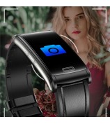 E600 1.47" HD Smart Watch Blood Oxygen Heart Rate Blood Pressure Monitoring Waterproof Sports Bracelet with Leather Strap - Black