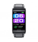 E600 1.47" HD Smart Watch Blood Oxygen Heart Rate Blood Pressure Monitoring Waterproof Sports Bracelet with Leather Strap - Black