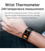 E600 1.47" HD Smart Watch Blood Oxygen Heart Rate Blood Pressure Monitoring Waterproof Sports Bracelet with Leather Strap - Black