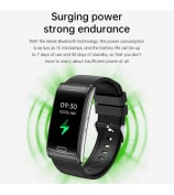 E600 1.47" HD Smart Watch Blood Oxygen Heart Rate Blood Pressure Monitoring Waterproof Sports Bracelet with Leather Strap - Black