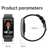 E600 1.47" HD Smart Watch Blood Glucose / Oxygen / Pressure Heart Rate Monitoring Waterproof Sports Bracelet with Silicone Strap - Black