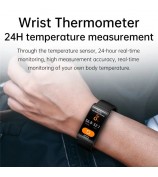 E600 1.47" HD Smart Watch Blood Glucose / Oxygen / Pressure Heart Rate Monitoring Waterproof Sports Bracelet with Silicone Strap - Black