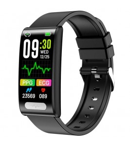 TK70 Smart Bracelet ECG Blood Glucose Heart Rate Blood Pressure Monitoring 1.47-inch Touch Screen Watch, Silicone Strap - Black