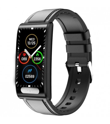 TK70 1.47-inch Touch Screen Watch ECG Blood Glucose Heart Rate Blood Pressure Monitoring Smart Bracelet, Leather Strap - Black