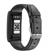 TK70 1.47-inch Touch Screen Watch ECG Blood Glucose Heart Rate Blood Pressure Monitoring Smart Bracelet, Leather Strap - Black