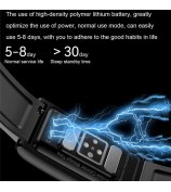 TK70 1.47-inch Touch Screen Watch ECG Blood Glucose Heart Rate Blood Pressure Monitoring Smart Bracelet, Leather Strap - Black