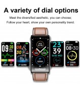 TK70 1.47-inch Touch Screen Watch ECG Blood Glucose Heart Rate Blood Pressure Monitoring Smart Bracelet, Leather Strap - Black