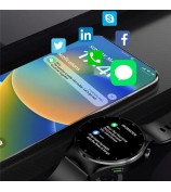 F320 Non-invasive Blood Sugar Monitor Watch with Bluetooth Calling Uric Acid Blood Lipids Fitness Tracker - Black / Silicone Strap