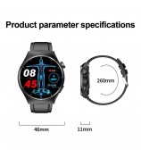 F320 Non-invasive Blood Sugar Monitor Watch with Bluetooth Calling Uric Acid Blood Lipids Fitness Tracker - Black / Silicone Strap