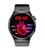 F320 Non-invasive Blood Sugar Monitor Watch with Bluetooth Calling Uric Acid Blood Lipids Fitness Tracker - Black / Silicone Strap