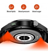 F320 Non-invasive Blood Sugar Monitor Watch with Bluetooth Calling Uric Acid Blood Lipids Fitness Tracker - Black / Silicone Strap