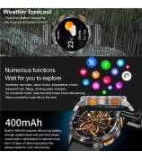 AK59 1.43-inch AMOLED Screen Sports Wristband Heart Rate Blood Oxygen Monitor Smart Watch, Steel Strap - Black