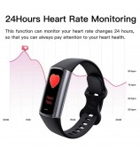 C68L 0.96" Smart Watch with Heart Rate, Temperature Monitoring Message Push Pedometer Sports Bracelet - Black