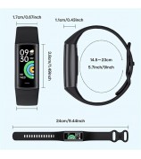 C68L 0.96" Smart Watch with Heart Rate, Temperature Monitoring Message Push Pedometer Sports Bracelet - Black