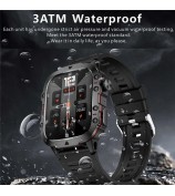 QX11 1.96-inch Display Smart Watch Bluetooth Talk Outdoor Waterproof Anti-Drop Sports Bracelet for Men - Black