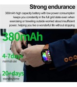 ET580 2.04" AMOLED Smart Watch Bluetooth Call ECG Health Bracelet, Leather Strap - Black