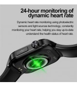 ET580 2.04" AMOLED Smart Watch Bluetooth Call ECG Health Bracelet, Leather Strap - Black