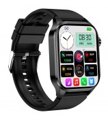 ET580 2.04" AMOLED Screen ECG Health Monitor Smart Watch, Silicone Strap - Black