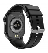 ET580 2.04" AMOLED Screen ECG Health Monitor Smart Watch, Silicone Strap - Black