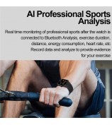 ET580 2.04" AMOLED Screen ECG Health Monitor Smart Watch, Silicone Strap - Black
