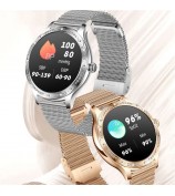 AK60 Steel Strap + Silicone Strap Women Smart Watch Health Monitoring Bluetooth Calling Smart Bracelet - Gold