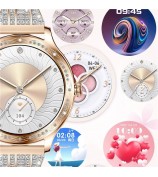 AK60 Steel Strap + Silicone Strap Women Smart Watch Health Monitoring Bluetooth Calling Smart Bracelet - Gold